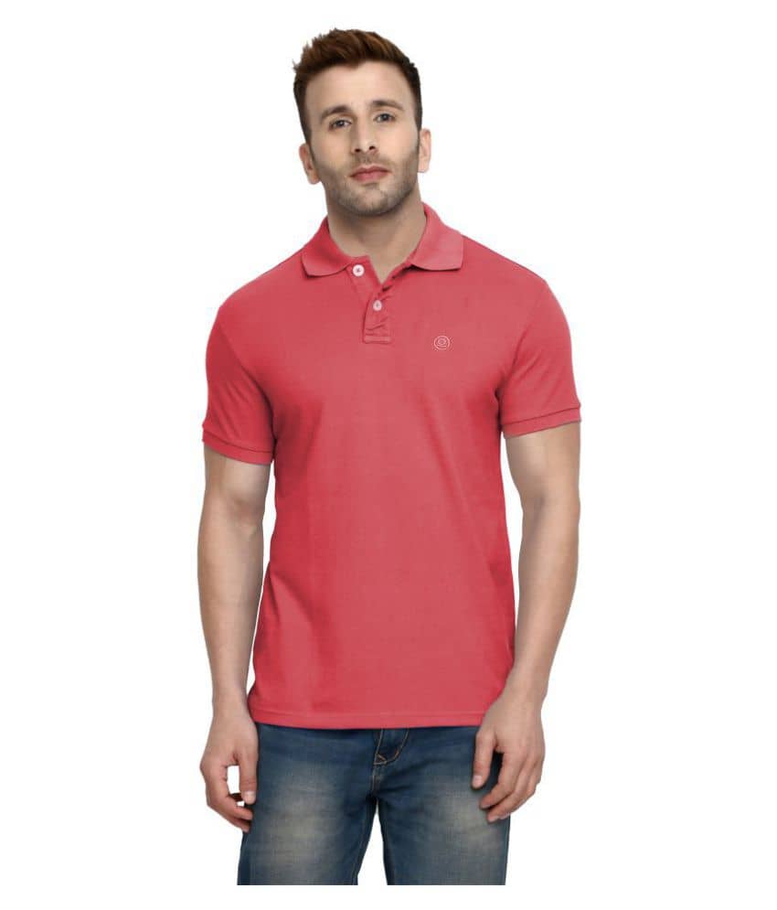 CHKOKKO Cotton Men Half Sleeves Polo Neck T Shirt Peach Color Size, 4XL