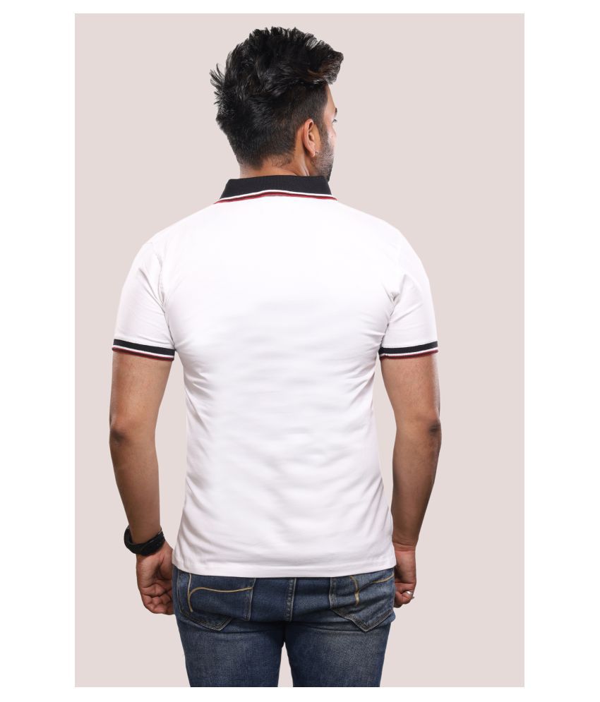 Otaya Cotton Lycra White Stripers Polo T Shirt - Buy Otaya Cotton Lycra ...