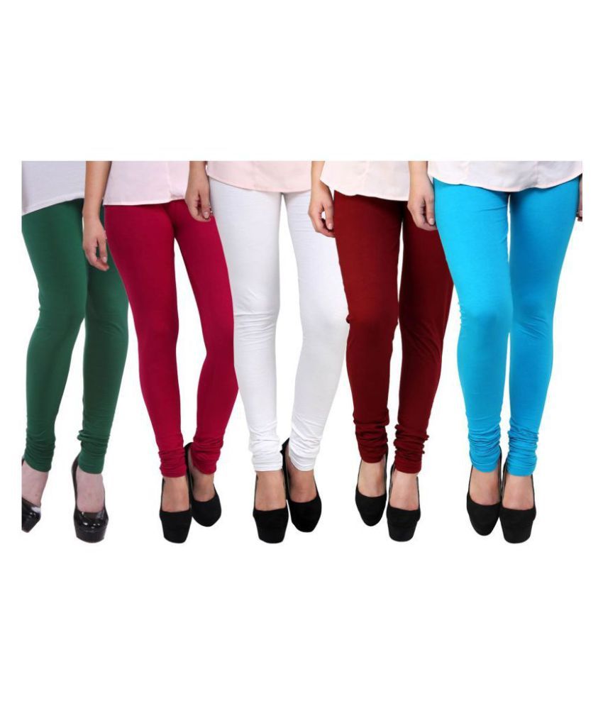     			FnMe - Green Cotton Women's Leggings ( Pack of 5 )