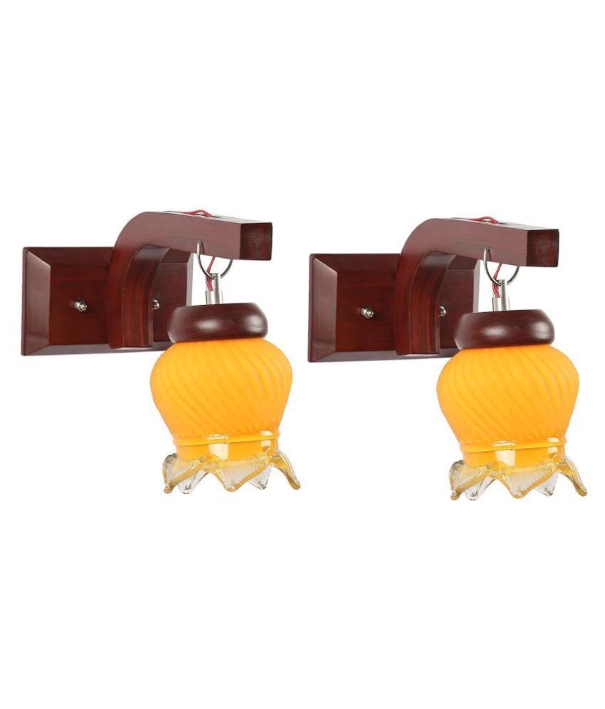     			AFAST Decorative & Designer Glass Wall Light Yellow - Pack of 2