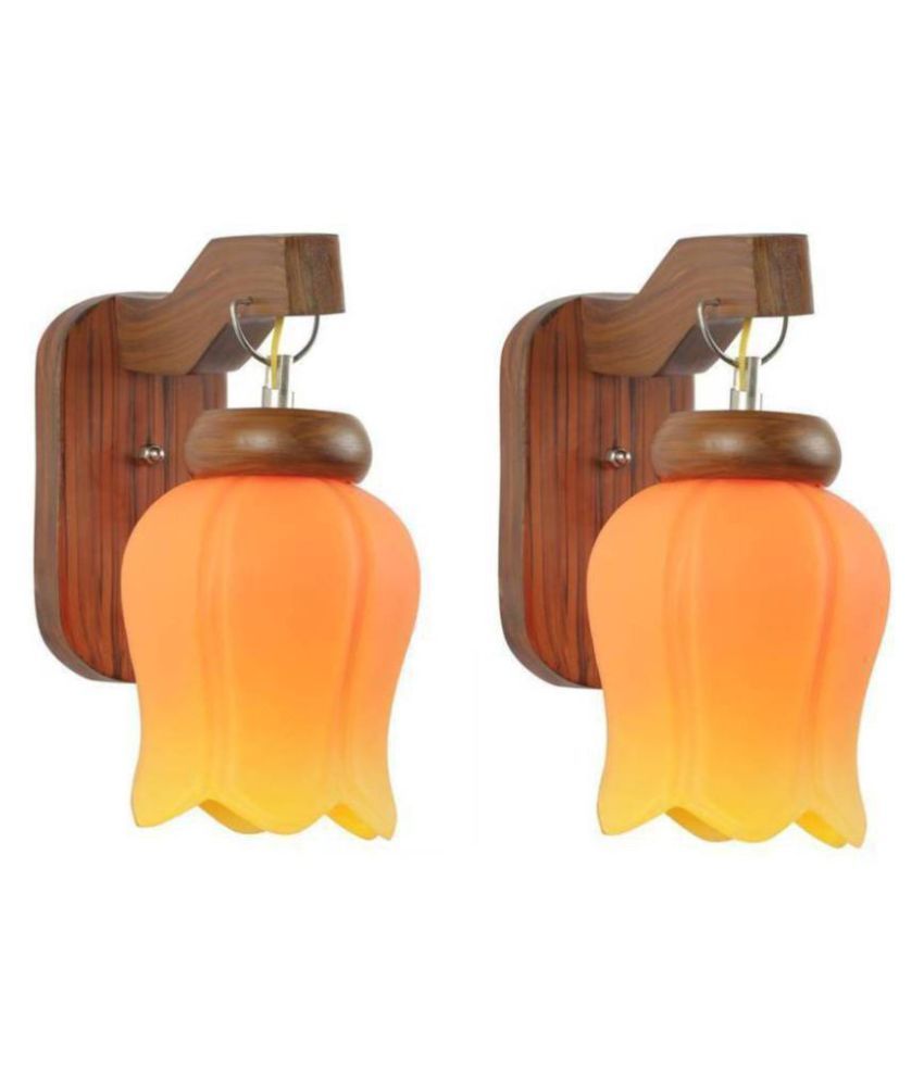     			AFAST Decorative & Designer Wood Wall Light Orange - Pack of 2