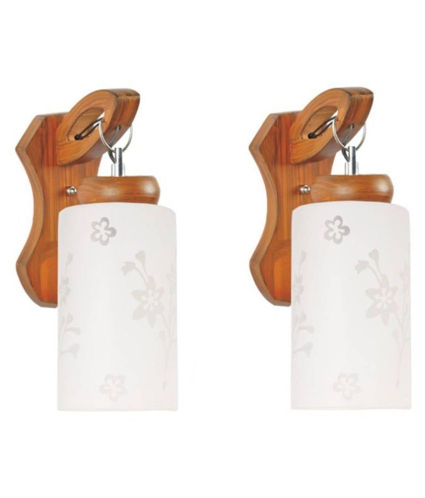     			AFAST Decorative & Designer Wood Wall Light White - Pack of 2