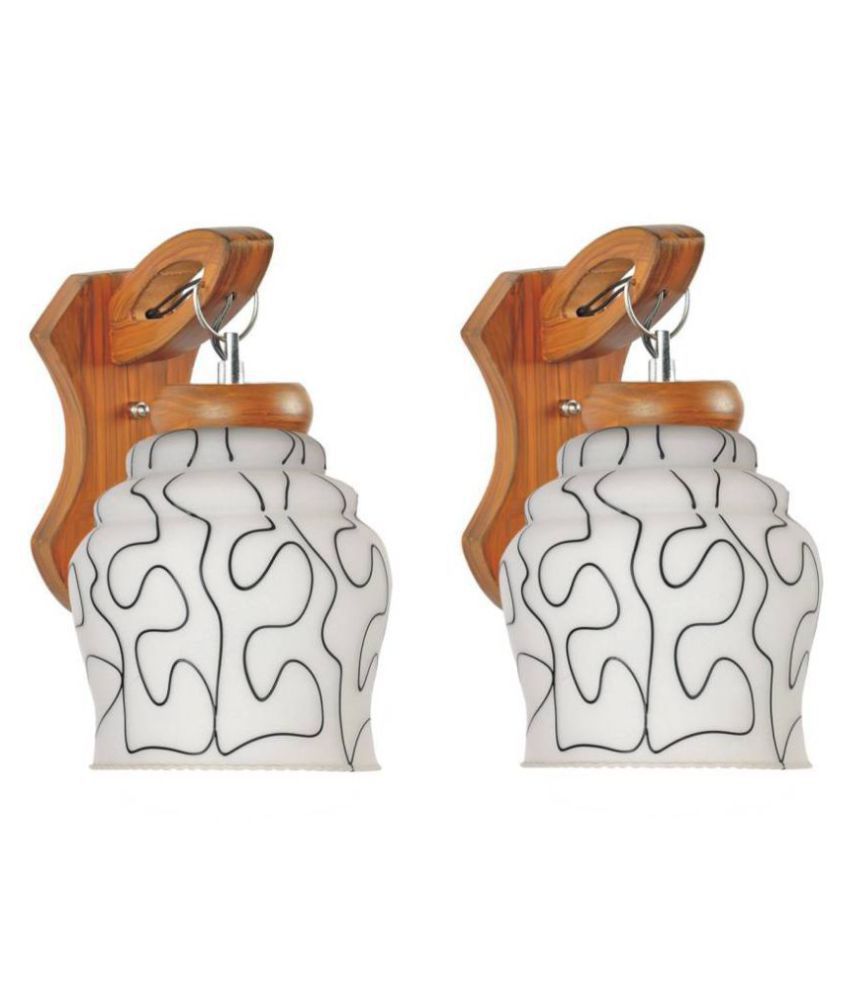     			AFAST Decorative & Designer Wood Wall Light White - Pack of 2