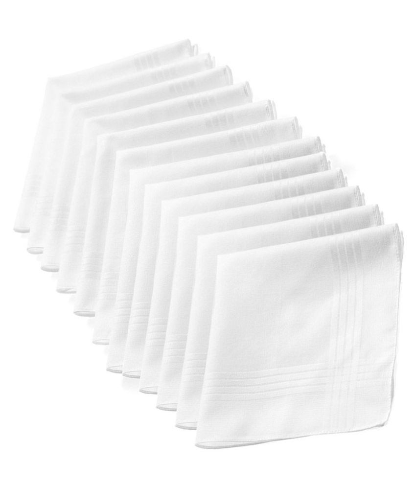 Juvenile White Cotton Handkerchief for Men - Pack of 12: Buy Online at ...