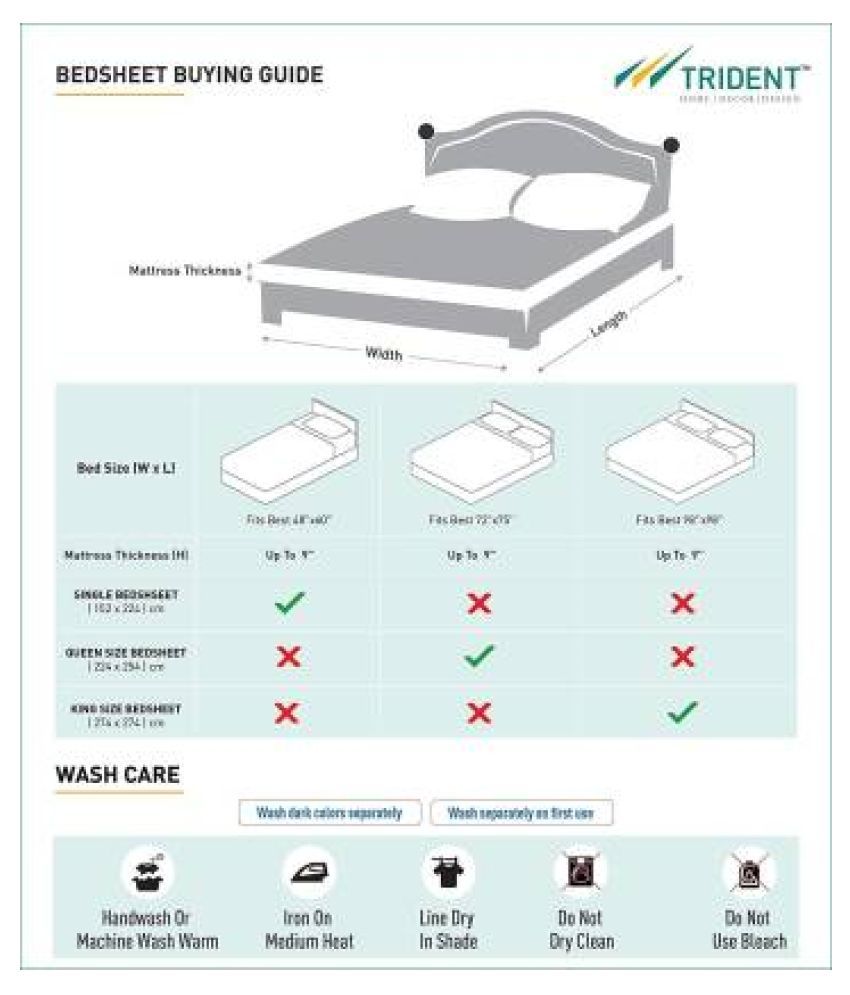 Trident Cotton Single Bedsheet with 1 Pillow Cover Buy Trident Cotton