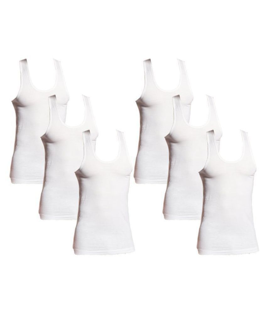     			Euro White Sleeveless Vests Pack of 6