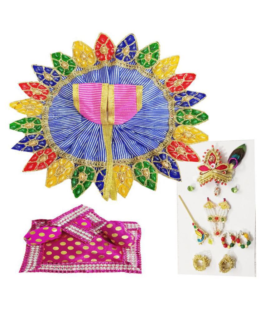 Ladoo Gopal Poshak with Ornaments and Aasan/Dress Diameter 8 inch ...
