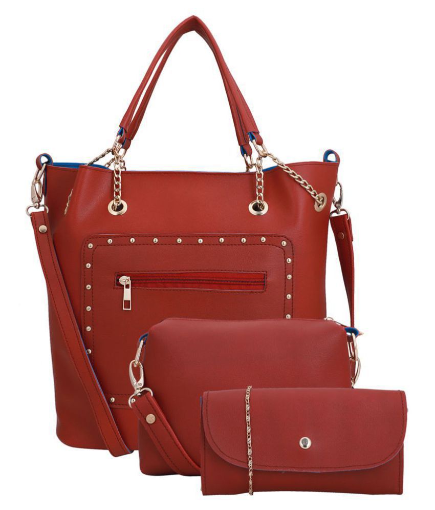     			Lapis O Lupo Red Faux Leather Shoulder Bag