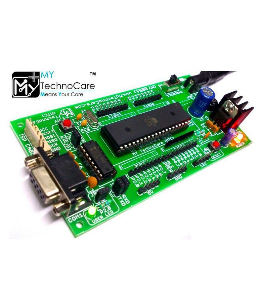 8051 Microcontroller Development Board Project Evaluation Kit Max232 Atmel At89s52 Ic Support At89s51 Xx 89cxx P89v51rd2 Architecture 40 Pin Chip Prototype Pcb My Technocare Buy 8051 Microcontroller Development Board Project Evaluation Kit
