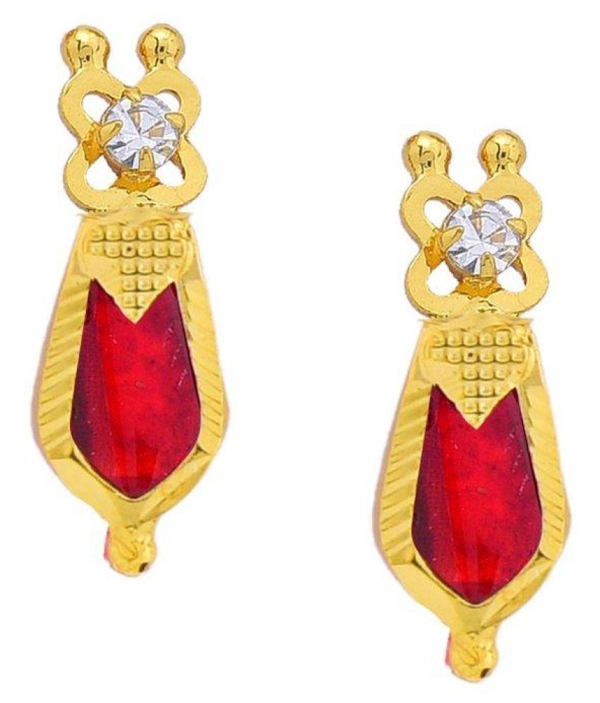 Sandras Trend Prathyasa Copper Ornaments Gold Plated Copper Earrings Red Palakka Earrings Small Sized Buy Sandras Trend Prathyasa Copper Ornaments Gold Plated Copper Earrings Red Palakka Earrings Small Sized Online At Best Prices In India