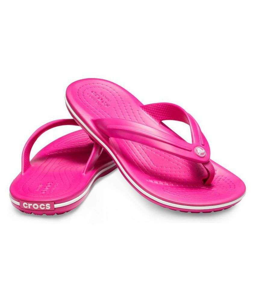 pink and black crocs