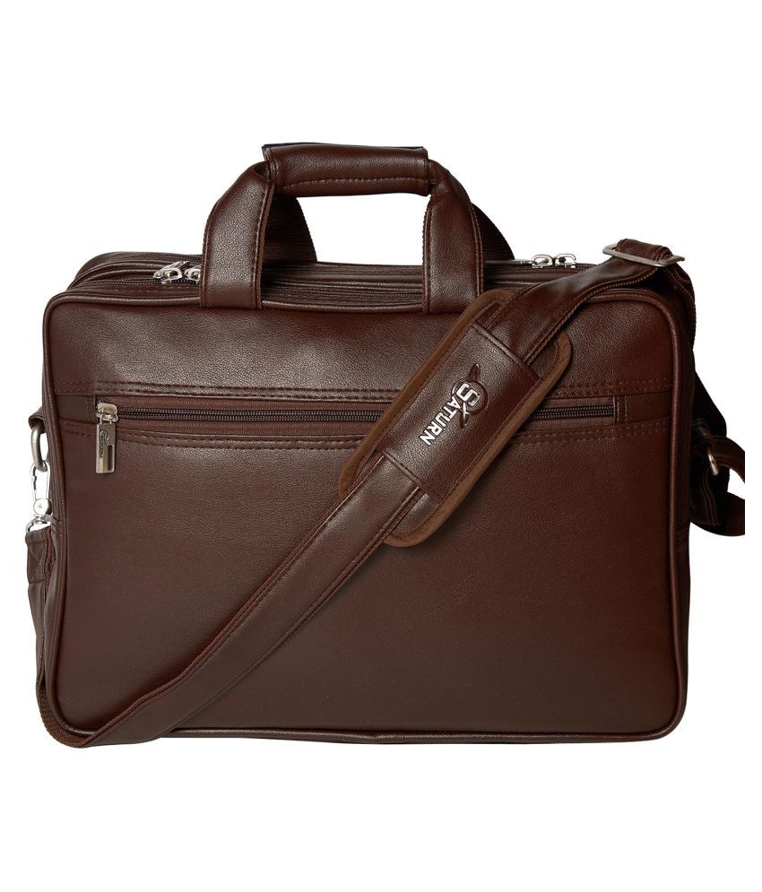 SATURN Brown P.U. Office Bag - Buy SATURN Brown P.U. Office Bag Online ...