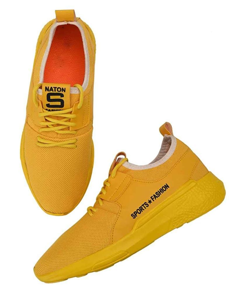 yellow running shoes