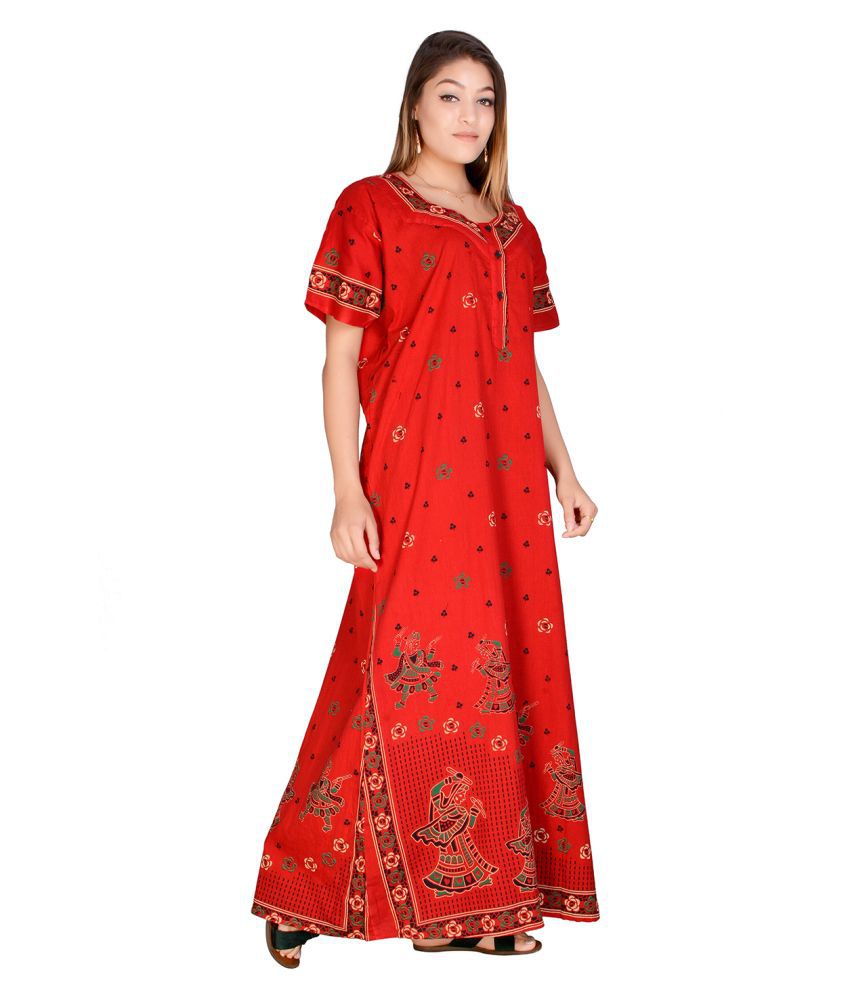 Buy Raj Cotton Nighty & Night Gowns - Red Online at Best Prices in ...