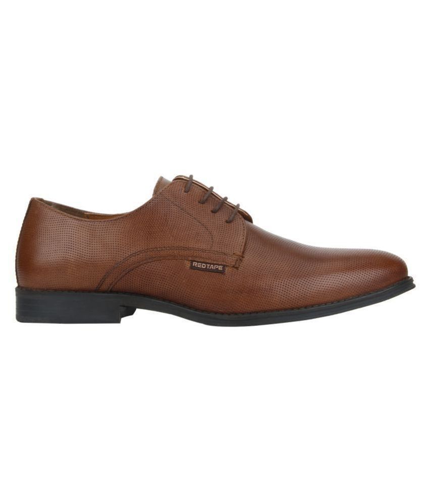 red tape tan derby formal shoes
