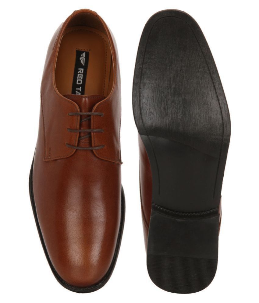 red tape tan derby formal shoes