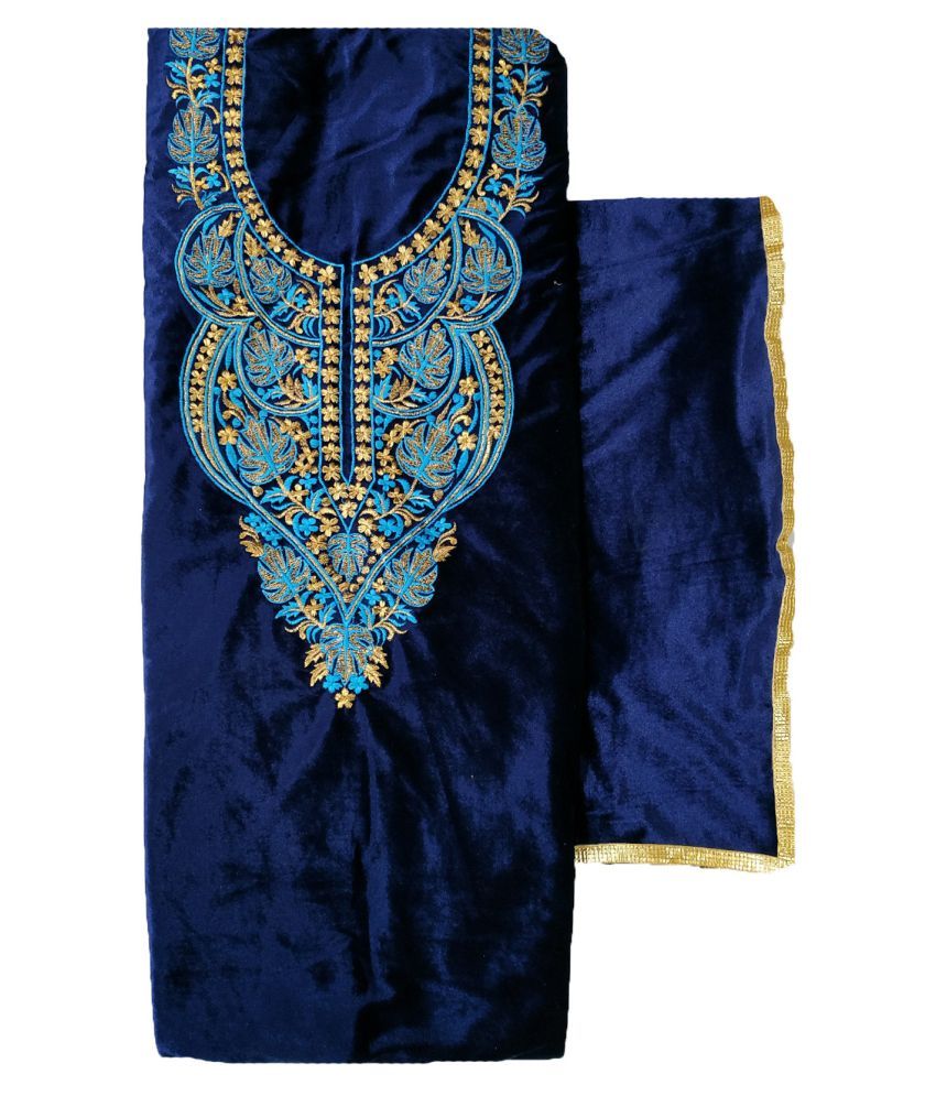 Varun Cloth House Blue Velvet Dress Material Buy Varun Cloth House