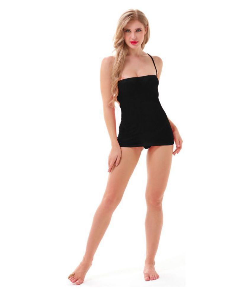     			D Naked Lycra Baby Doll Dresses With Panty - Black