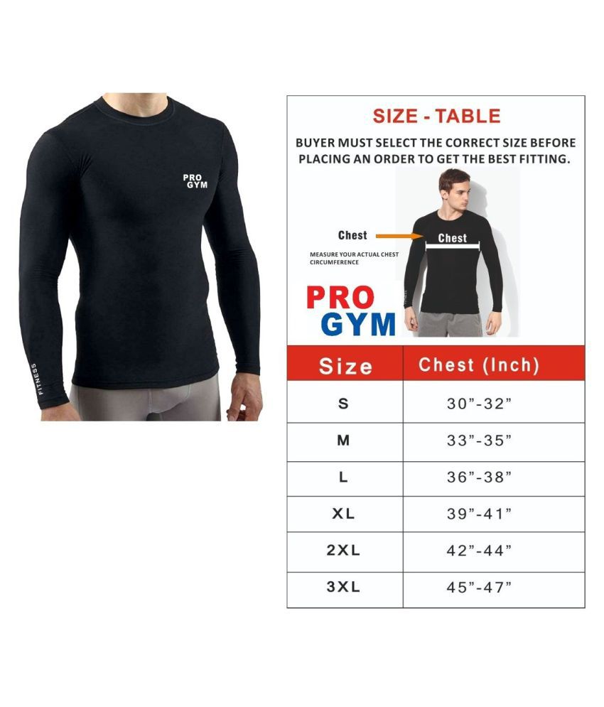     			Pro Gym Men Full Sleeve 100% Polyester Compression Shirt - Athletic Base Layer for Fitness, Cycling, Training, Workout, Tactical Sports Wear - Cool Dry Running Shirt