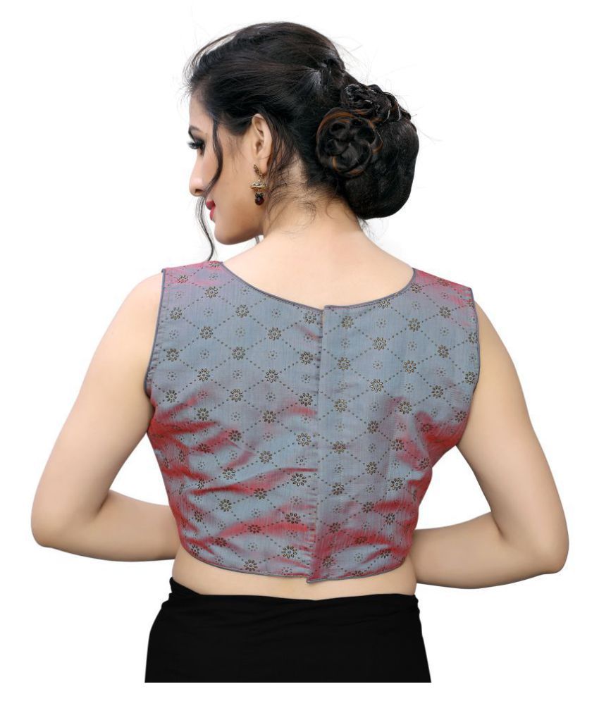ADBHUTAM Grey Silk Readymade with Pad Blouse Buy ADBHUTAM Grey Silk