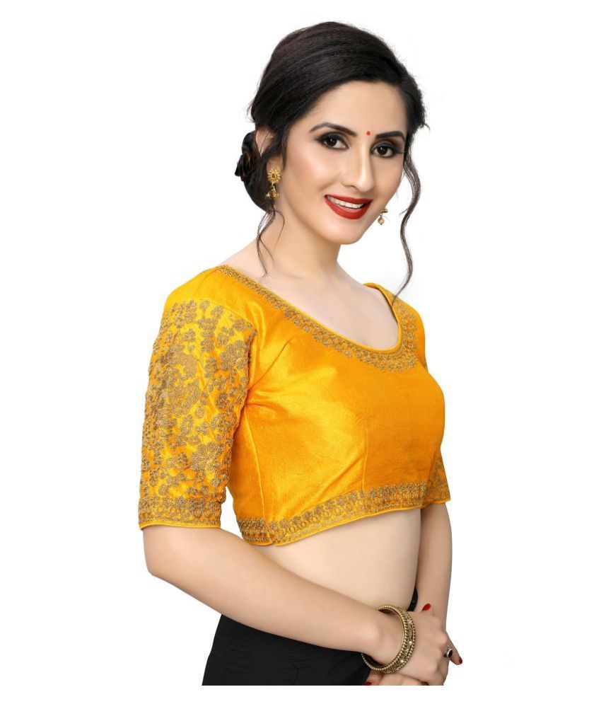 ADBHUTAM Yellow Silk Readymade with Pad Blouse Buy ADBHUTAM Yellow