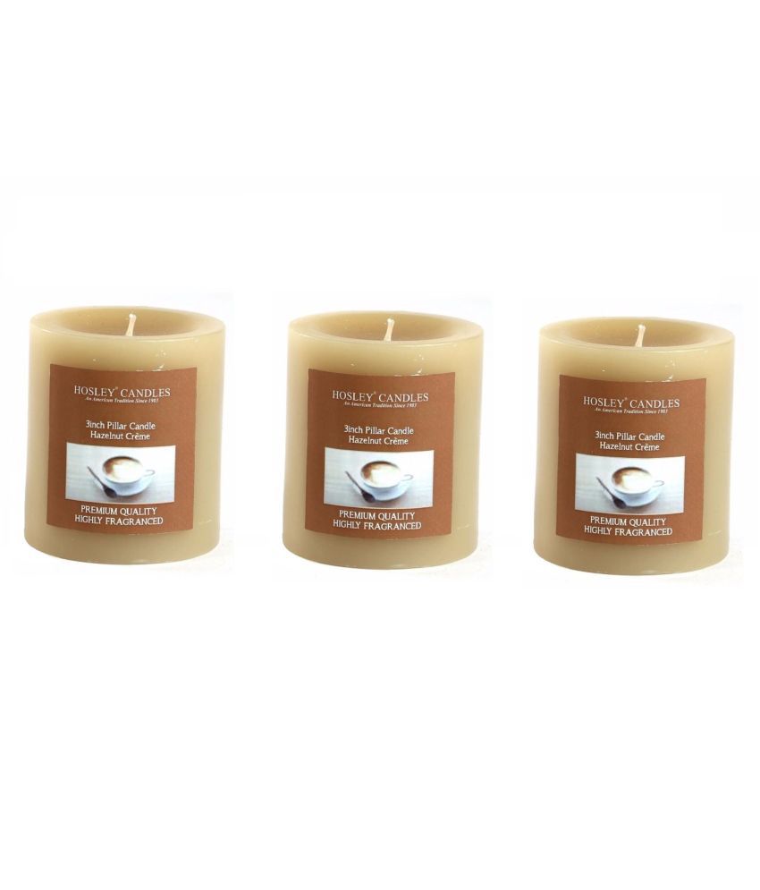     			Hosley Brown Pillar Candle - Pack of 3