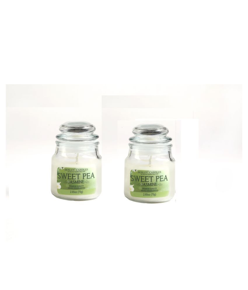     			Hosley White Jar Candle - Pack of 2