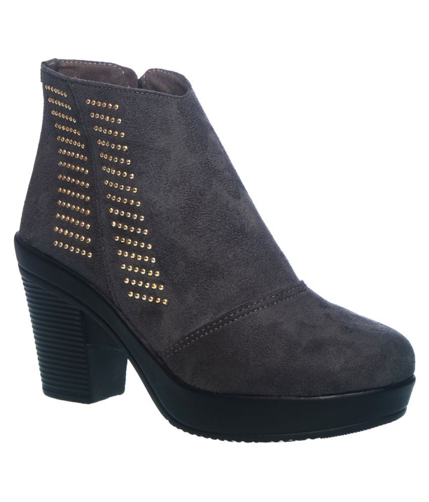     			KHADIM Gray Ankle Length Bootie Boots