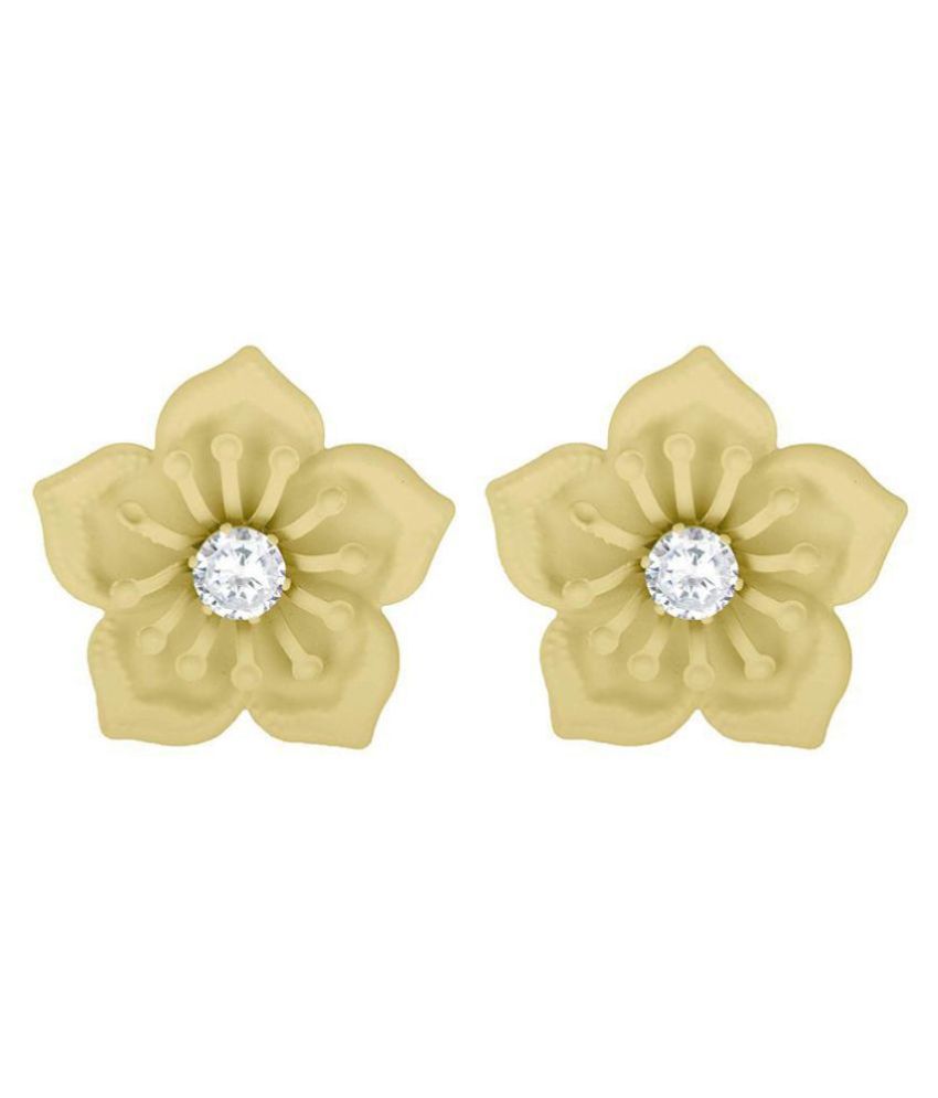     			JFL - Stylish Fancy Floral Solitaire Cz American Diamond Matt Rubber Coated Party Wear Big Stud Earrings for Women & Girls under 500
