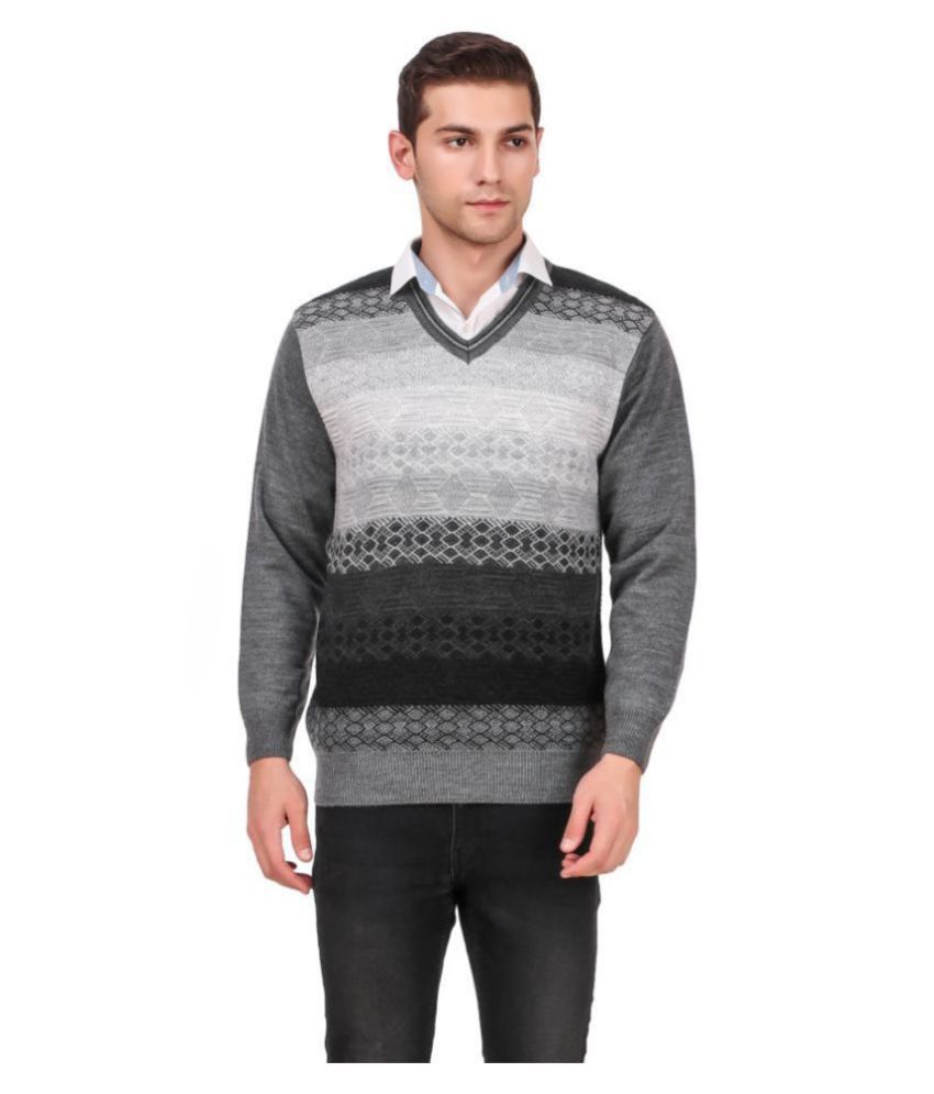     			Bravezi Grey V Neck Sweater