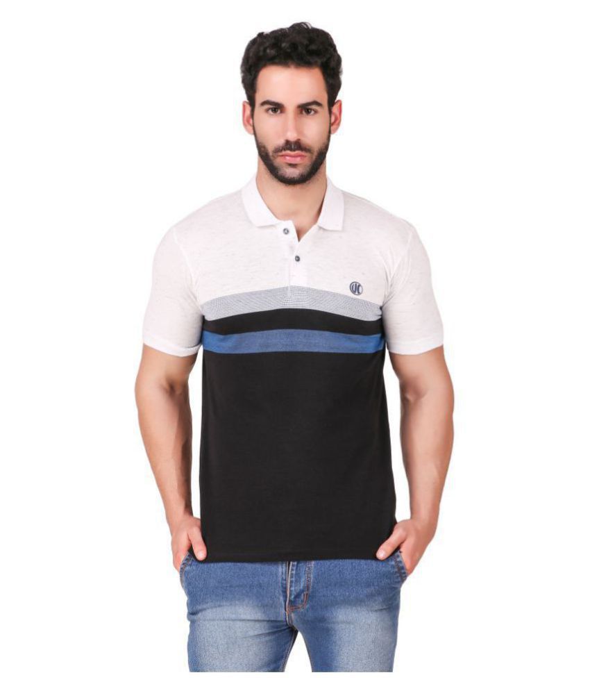     			URBAN COP Cotton Black Color Block Polo T Shirt