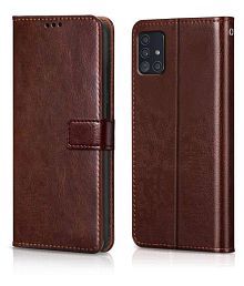 Samsung Galaxy A51 5G Flip Cover by NBOX - Brown Viewing Stand and pocket