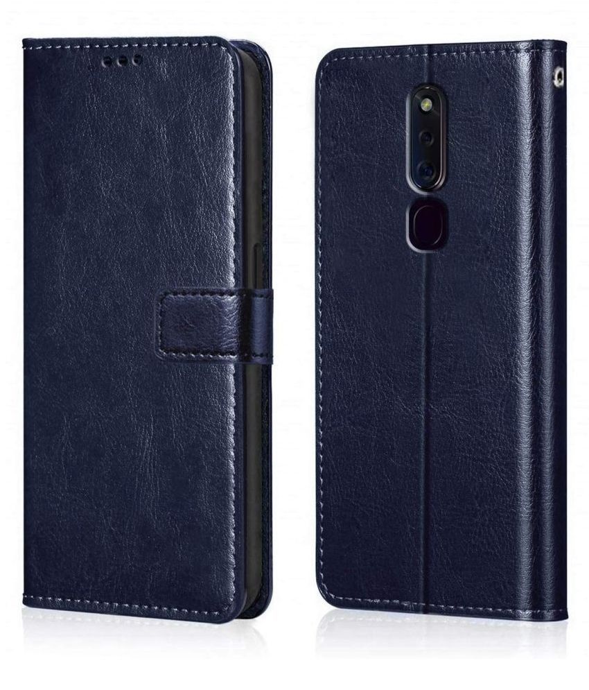     			OPPO F11 Flip Cover by NBOX - Blue Viewing Stand and pocket