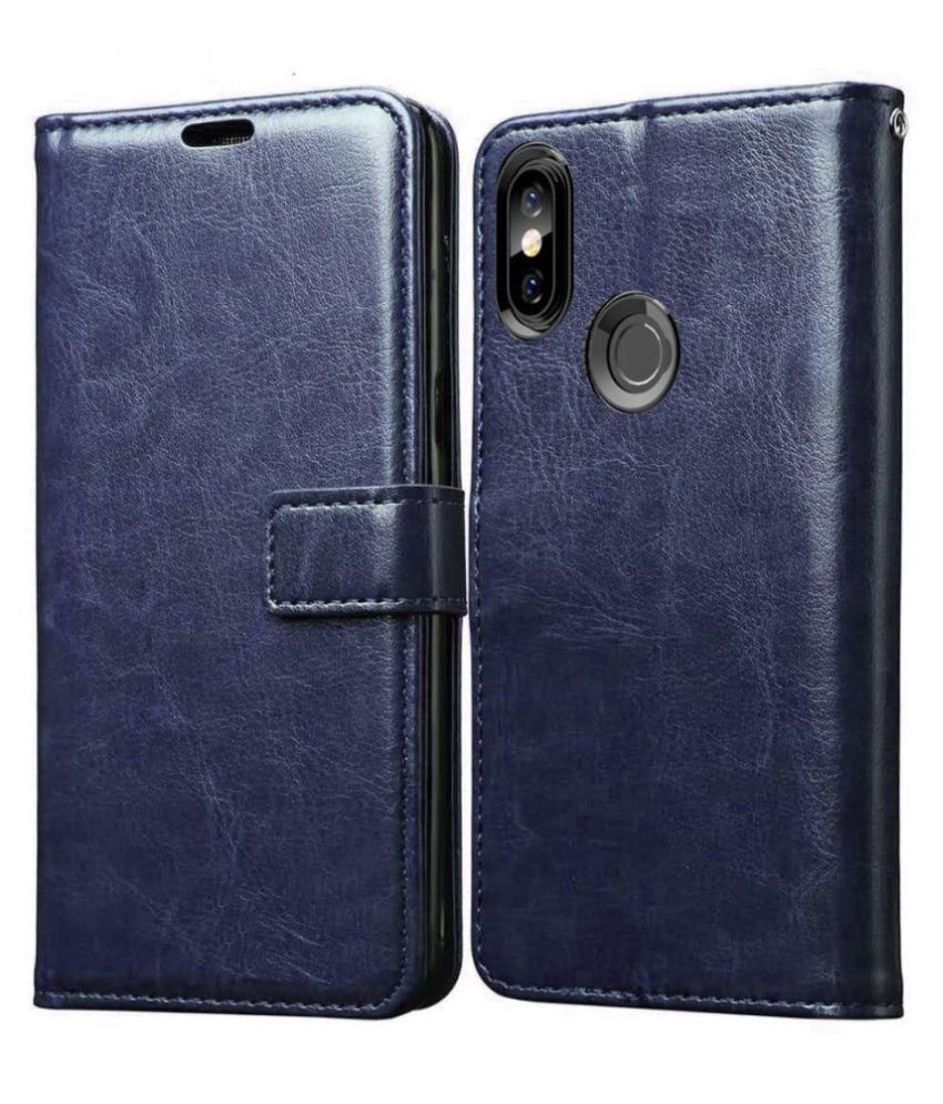     			Realme 3 Flip Cover by NBOX - Blue Viewing Stand and pocket