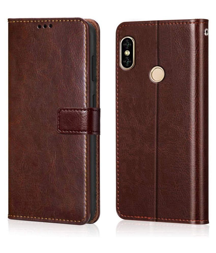     			Samsung Galaxy A10s Flip Cover by NBOX - Brown Viewing Stand and pocket