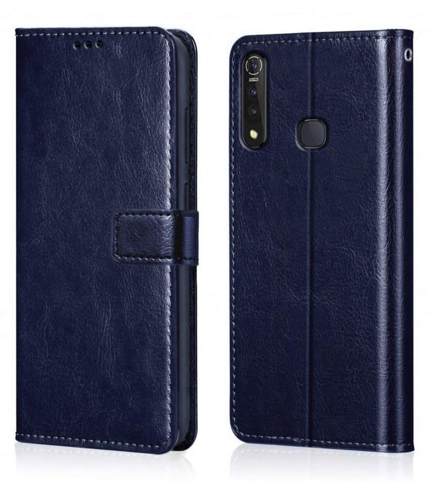     			Samsung Galaxy A20s Flip Cover by NBOX - Blue Viewing Stand and pocket