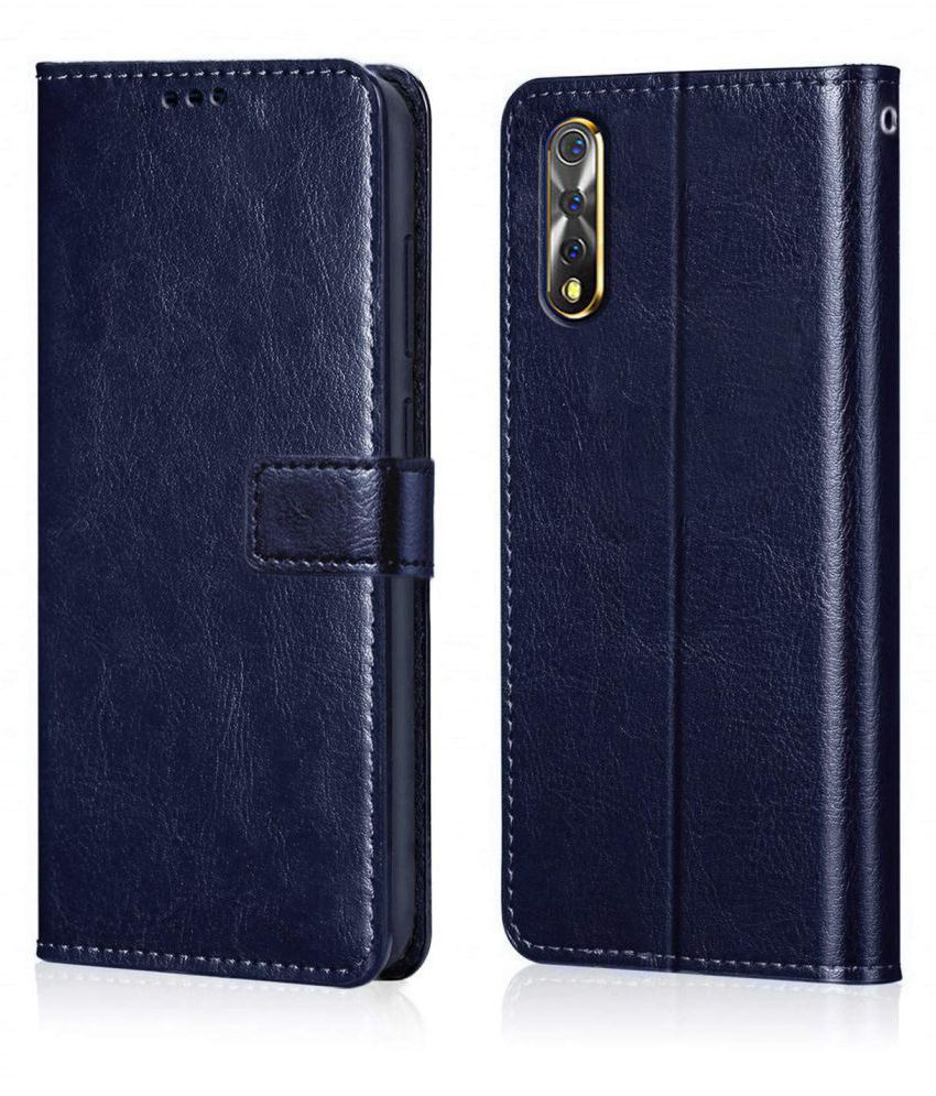     			Samsung Galaxy A30s Flip Cover by NBOX - Blue Viewing Stand and pocket
