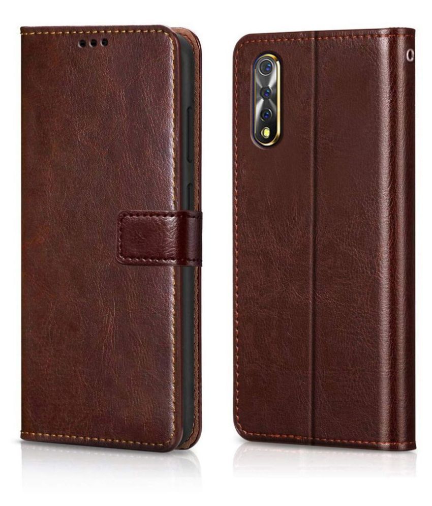     			Samsung Galaxy A30s Flip Cover by NBOX - Brown Viewing Stand and pocket