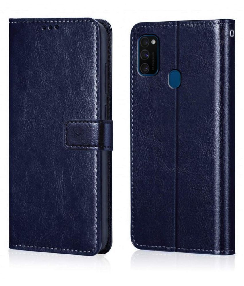     			Samsung Galaxy M21 Flip Cover by NBOX - Blue Viewing Stand and pocket