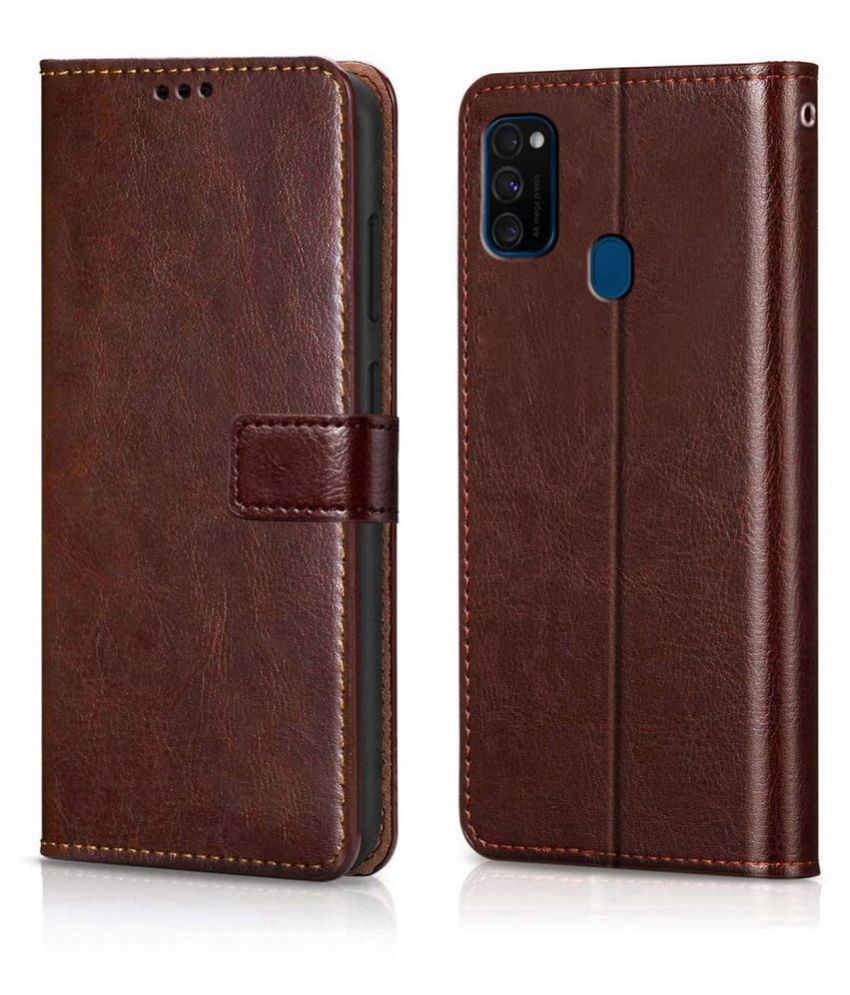     			Samsung Galaxy M31 Flip Cover by NBOX - Brown Viewing Stand and pocket