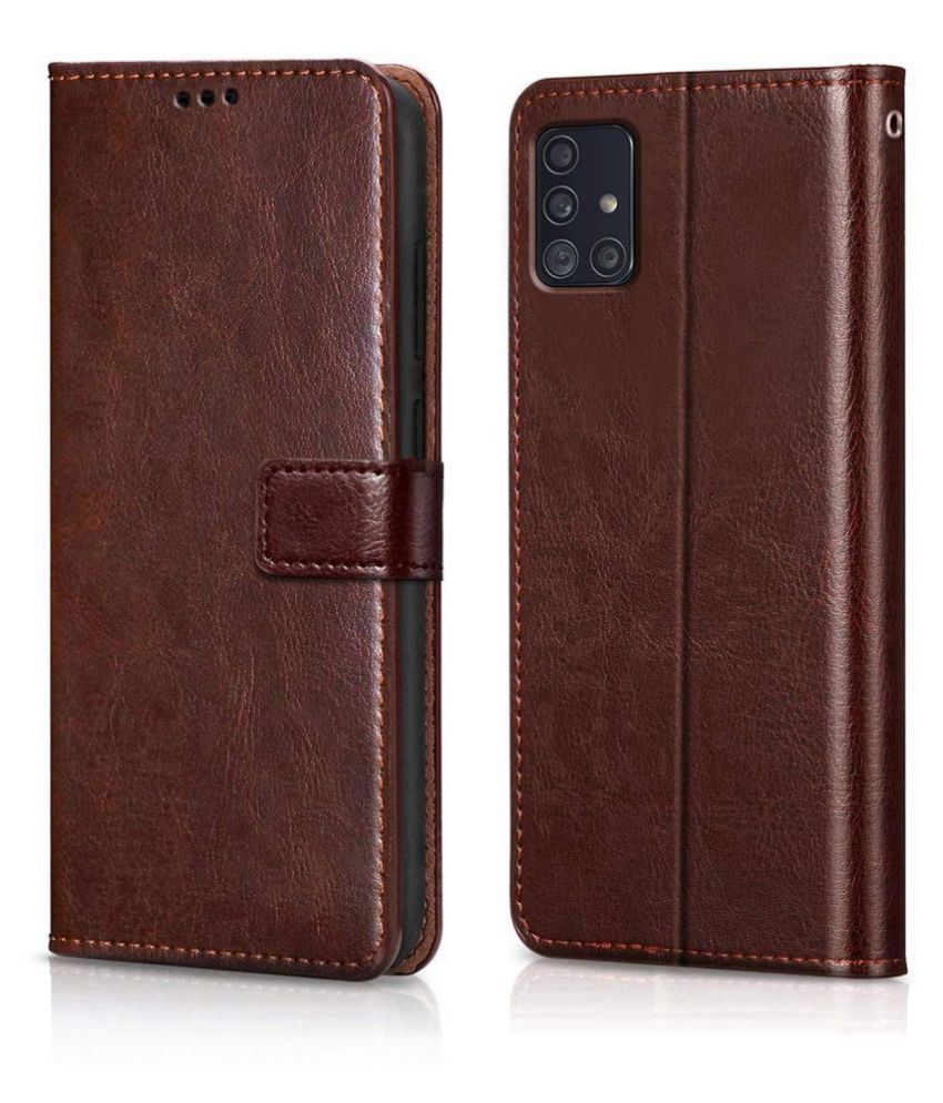     			Samsung Galaxy M31s Flip Cover by NBOX - Brown Viewing Stand and pocket
