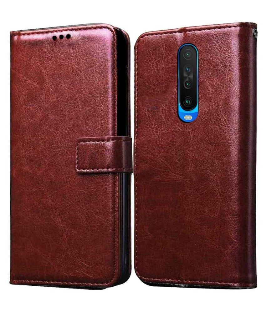     			Xiaomi Poco X2 Flip Cover by NBOX - Brown Viewing Stand and pocket
