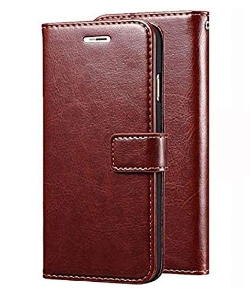     			Xiaomi Redmi Note 8 Flip Cover by NBOX - Brown Viewing Stand and pocket