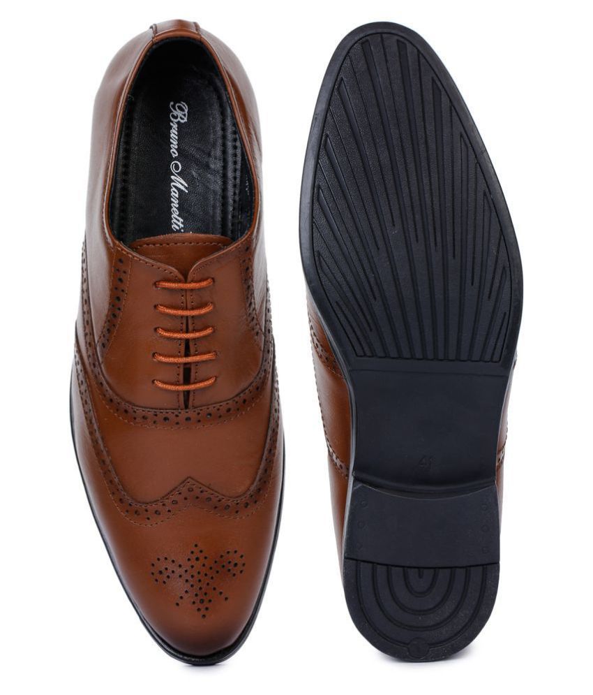 Bruno Manetti Derby Genuine Leather Tan Formal Shoes Price in India ...
