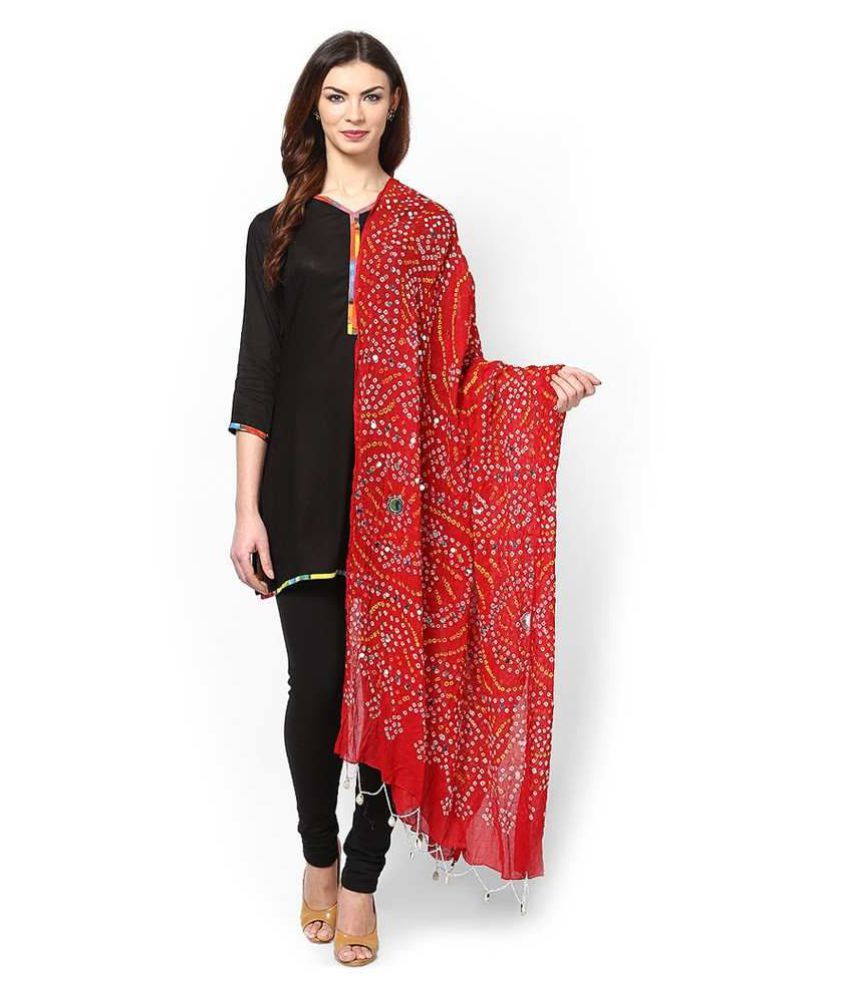 Red bandhej dupatta online clearance