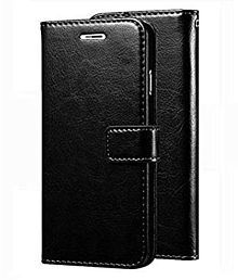 Samsung galaxy A6 Plus Flip Cover by Kosher Traders - Black Original Leather Wallet