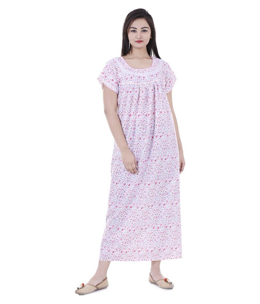 Buy Apratim Cotton Nighty & Night Gowns - White Online at Best Prices in India - Snapdeal