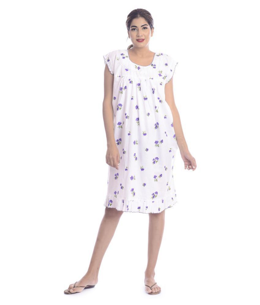 Buy Apratim Cotton Nighty & Night Gowns - White Online at Best Prices in India - Snapdeal