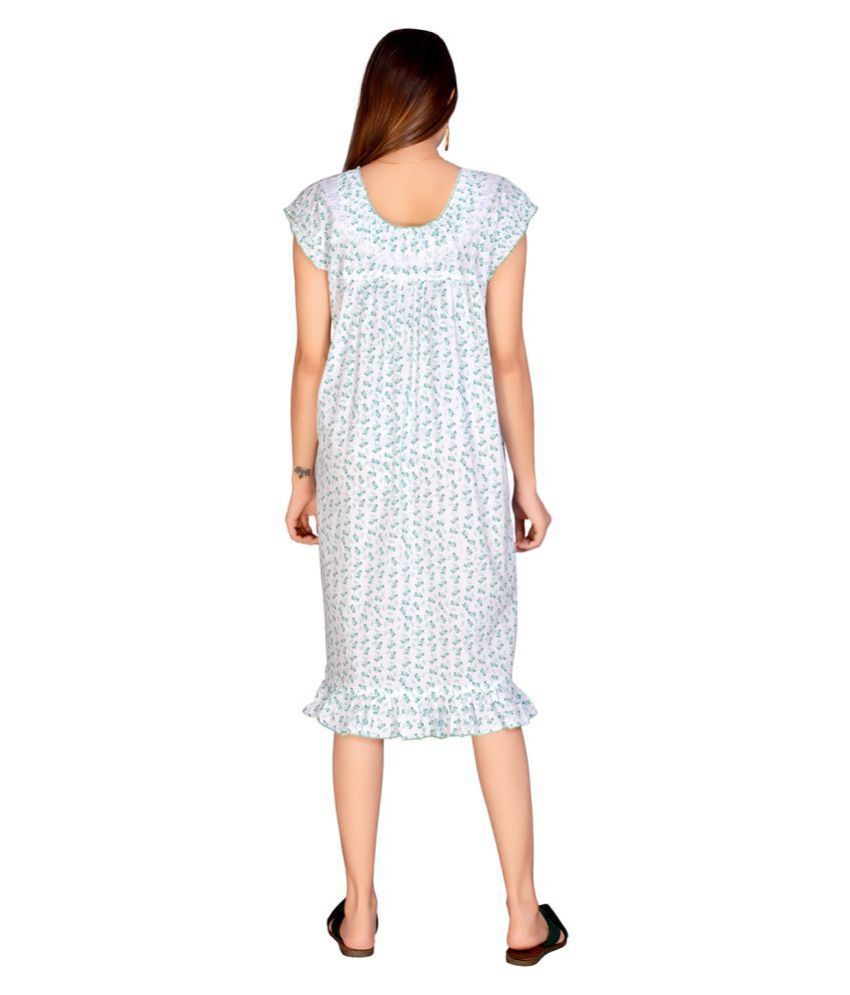 Buy Apratim Cotton Nighty & Night Gowns - White Online at Best Prices in India - Snapdeal