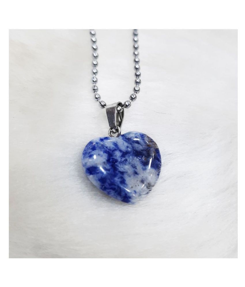 Shubhanjali®Sodalite Natural Crystal Heart Shape Pendant for Reiki Healing and Crystal Healing